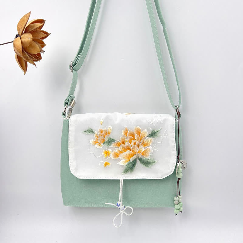 Buddha Stones haftowane Kamelia Epifyllum Gardenia Sakura Kwiaty Torba Crossbody Torba na ramię Torba na telefon komórkowy
