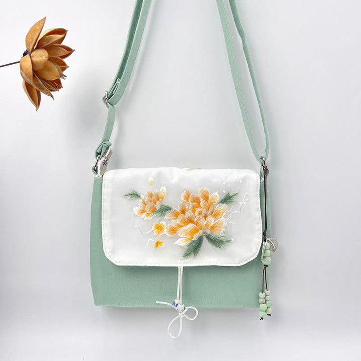 Buddha Stones haftowane Kamelia Epifyllum Gardenia Sakura Kwiaty Torba Crossbody Torba na ramię Torba na telefon komórkowy