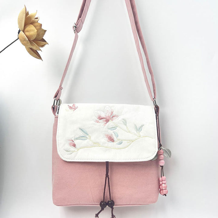 Buddha Stones haftowane Kamelia Epifyllum Gardenia Sakura Kwiaty Torba Crossbody Torba na ramię Torba na telefon komórkowy