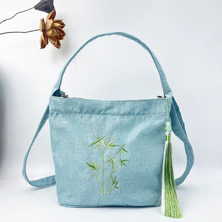 Kamienie Buddha Stones Wisteria Śliwka Lotos Kwiat Wiśni Bawełna Len Płótno Torba Torebka Crossbody Torba na Ramię Torebka