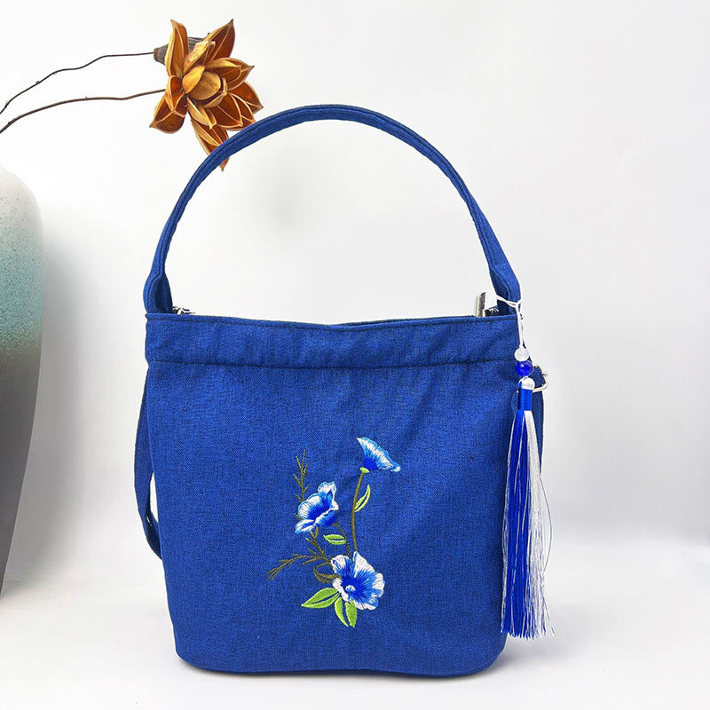 Kamienie Buddha Stones Wisteria Śliwka Lotos Kwiat Wiśni Bawełna Len Płótno Torba Torebka Crossbody Torba na Ramię Torebka