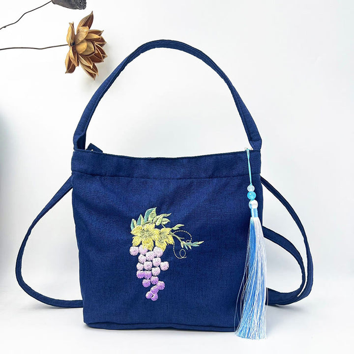 Kamienie Buddha Stones Wisteria Śliwka Lotos Kwiat Wiśni Bawełna Len Płótno Torba Torebka Crossbody Torba na Ramię Torebka
