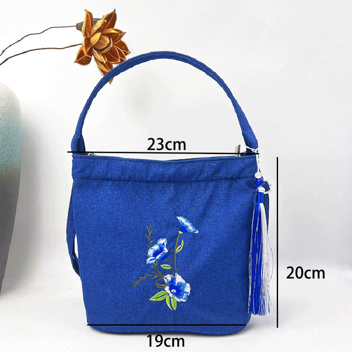 Kamienie Buddha Stones Wisteria Śliwka Lotos Kwiat Wiśni Bawełna Len Płótno Torba Torebka Crossbody Torba na Ramię Torebka