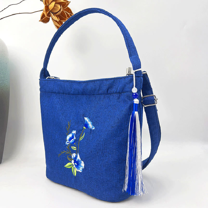 Kamienie Buddha Stones Wisteria Śliwka Lotos Kwiat Wiśni Bawełna Len Płótno Torba Torebka Crossbody Torba na Ramię Torebka