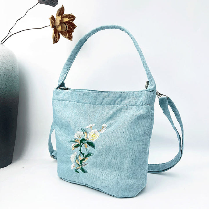 Kamienie Buddha Stones Wisteria Śliwka Lotos Kwiat Wiśni Bawełna Len Płótno Torba Torebka Crossbody Torba na Ramię Torebka