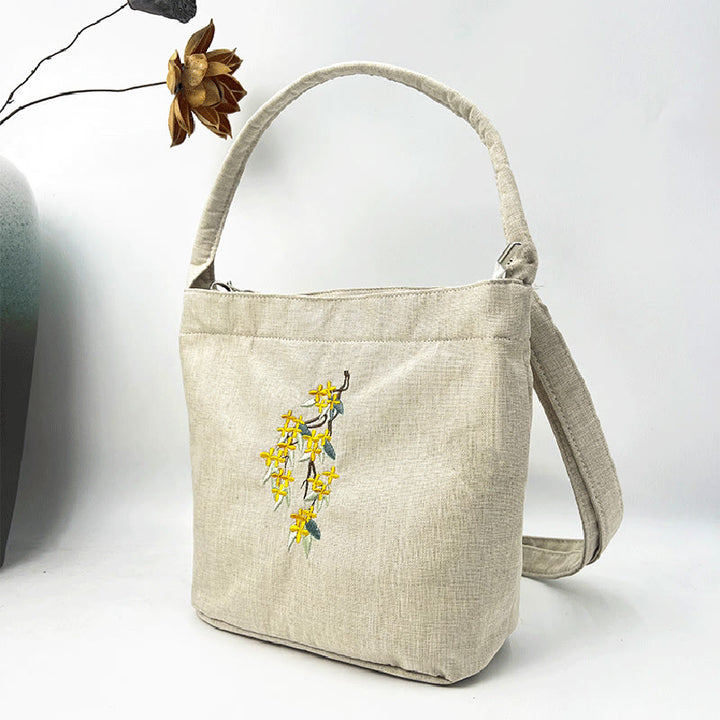 Kamienie Buddha Stones Wisteria Śliwka Lotos Kwiat Wiśni Bawełna Len Płótno Torba Torebka Crossbody Torba na Ramię Torebka