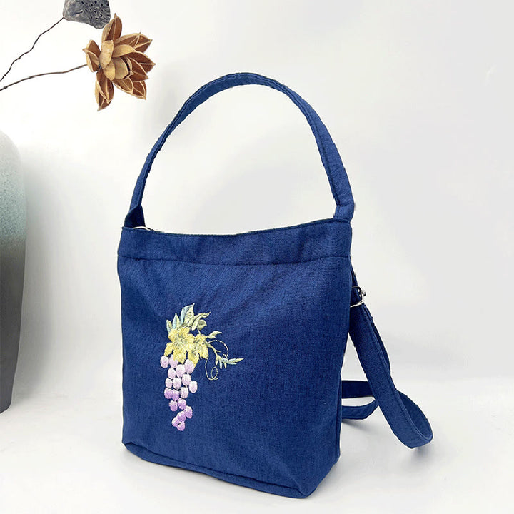 Kamienie Buddha Stones Wisteria Śliwka Lotos Kwiat Wiśni Bawełna Len Płótno Torba Torebka Crossbody Torba na Ramię Torebka