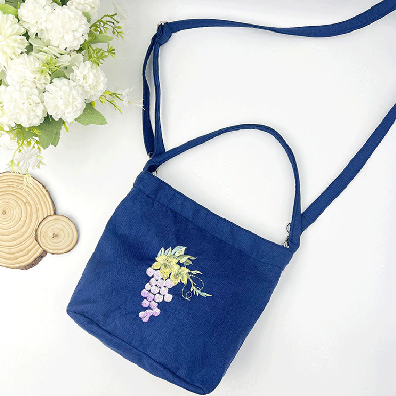 Kamienie Buddha Stones Wisteria Śliwka Lotos Kwiat Wiśni Bawełna Len Płótno Torba Torebka Crossbody Torba na Ramię Torebka