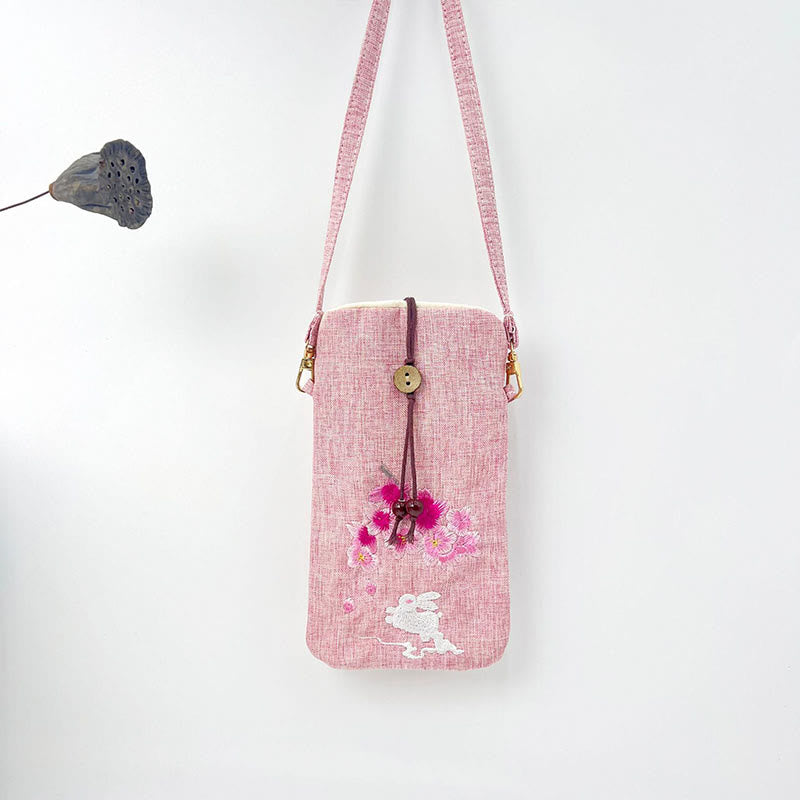 Buddha Stones Małe Haftowane Kwiaty Torba Crossbody Torba Na Ramię Torba Na Telefon Komórkowy 11*20 cm