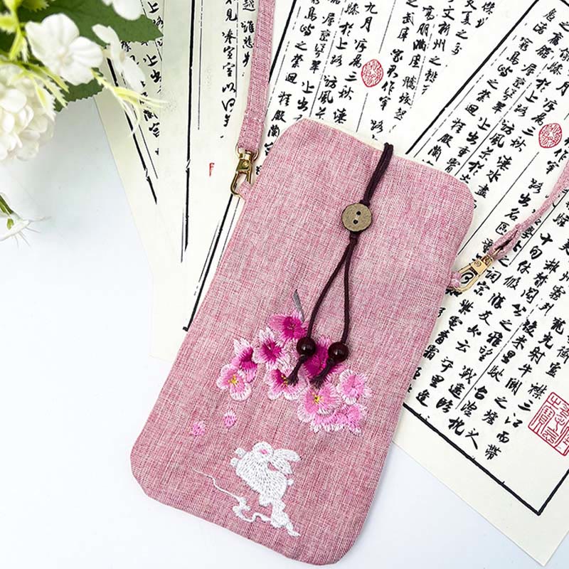 Buddha Stones Małe Haftowane Kwiaty Torba Crossbody Torba Na Ramię Torba Na Telefon Komórkowy 11*20 cm