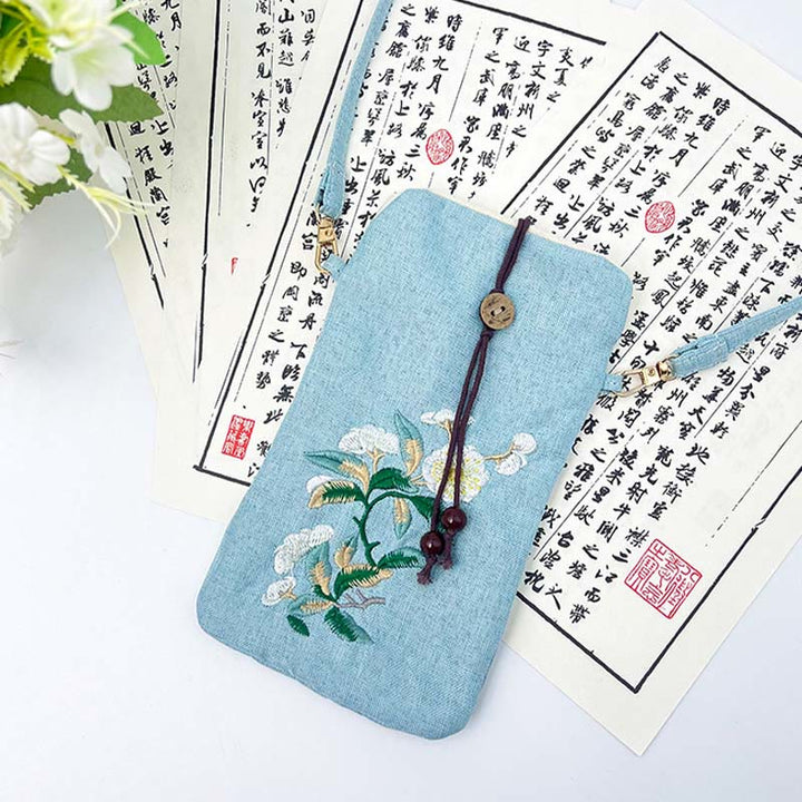Buddha Stones Małe Haftowane Kwiaty Torba Crossbody Torba Na Ramię Torba Na Telefon Komórkowy 11*20 cm