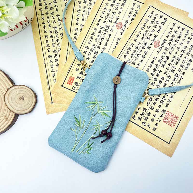 Buddha Stones Małe Haftowane Kwiaty Torba Crossbody Torba Na Ramię Torba Na Telefon Komórkowy 11*20 cm