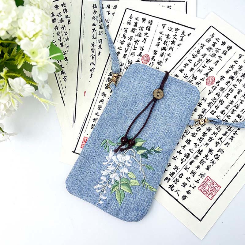 Buddha Stones Małe Haftowane Kwiaty Torba Crossbody Torba Na Ramię Torba Na Telefon Komórkowy 11*20 cm