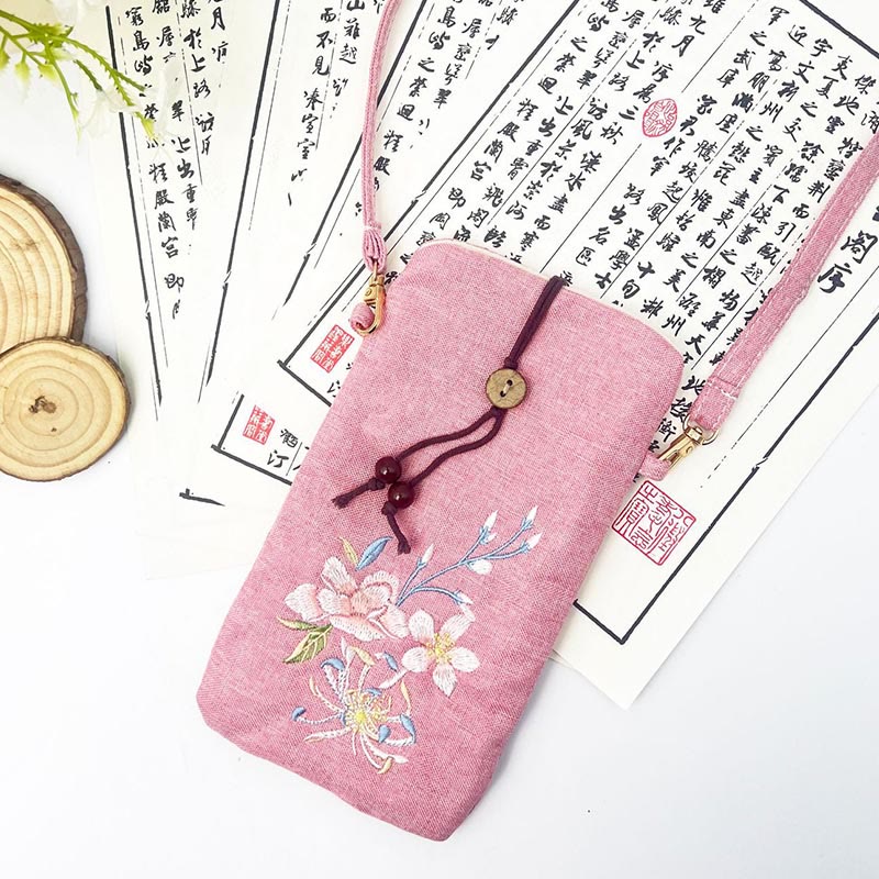 Buddha Stones Małe Haftowane Kwiaty Torba Crossbody Torba Na Ramię Torba Na Telefon Komórkowy 11*20 cm