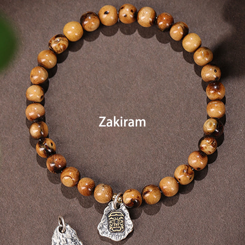 Buddha Stones 925 Srebro Sterlingowe Naturalne Złote Morskie Wierzby Zakiram Bogini Bogactwa Szczęście Fortuna Fu Charakter Bransoletka Sukcesu