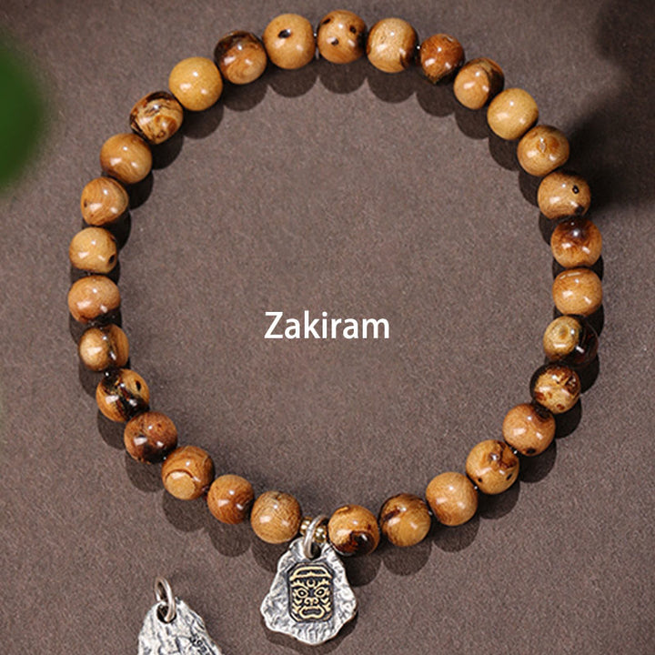 Buddha Stones 925 Srebro Sterlingowe Naturalne Złote Morskie Wierzby Zakiram Bogini Bogactwa Szczęście Fortuna Fu Charakter Bransoletka Sukcesu