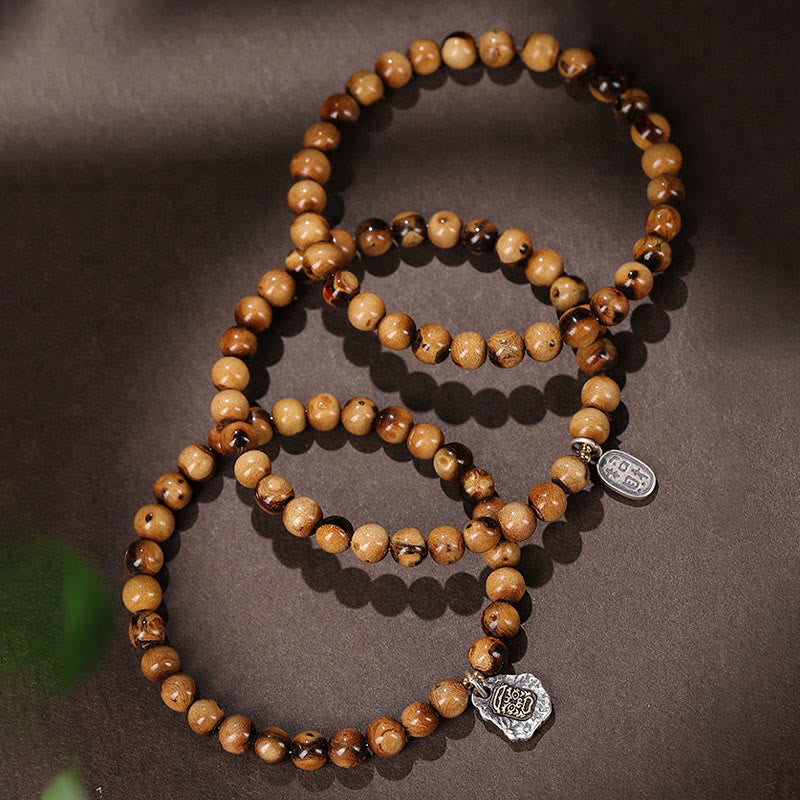 Buddha Stones 925 Srebro Sterlingowe Naturalne Złote Morskie Wierzby Zakiram Bogini Bogactwa Szczęście Fortuna Fu Charakter Bransoletka Sukcesu