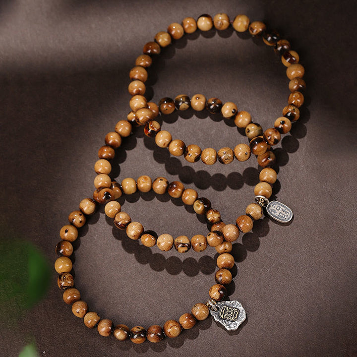 Buddha Stones 925 Srebro Sterlingowe Naturalne Złote Morskie Wierzby Zakiram Bogini Bogactwa Szczęście Fortuna Fu Charakter Bransoletka Sukcesu