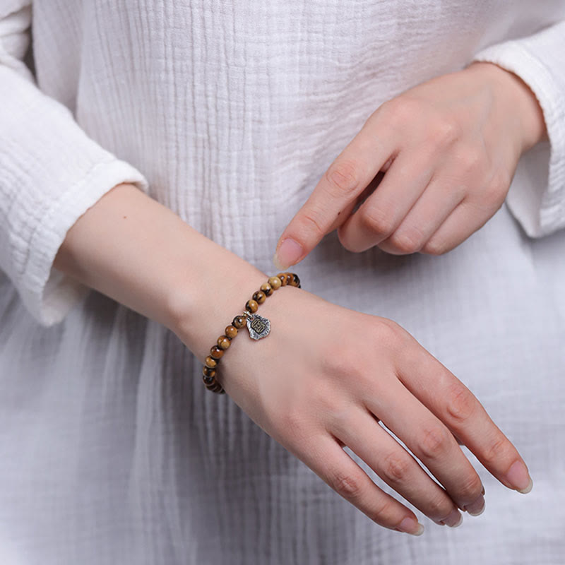 Buddha Stones 925 Srebro Sterlingowe Naturalne Złote Morskie Wierzby Zakiram Bogini Bogactwa Szczęście Fortuna Fu Charakter Bransoletka Sukcesu - image 5