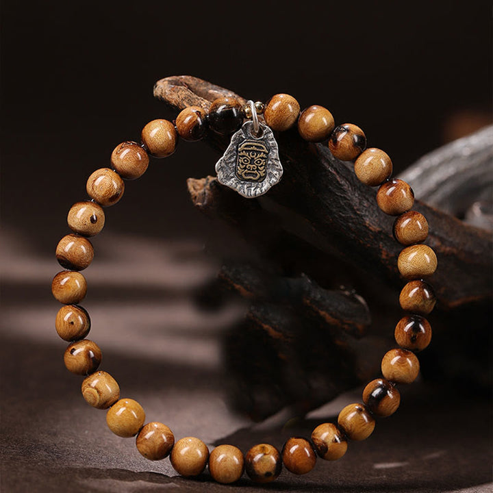 Buddha Stones 925 Srebro Sterlingowe Naturalne Złote Morskie Wierzby Zakiram Bogini Bogactwa Szczęście Fortuna Fu Charakter Bransoletka Sukcesu - image 2