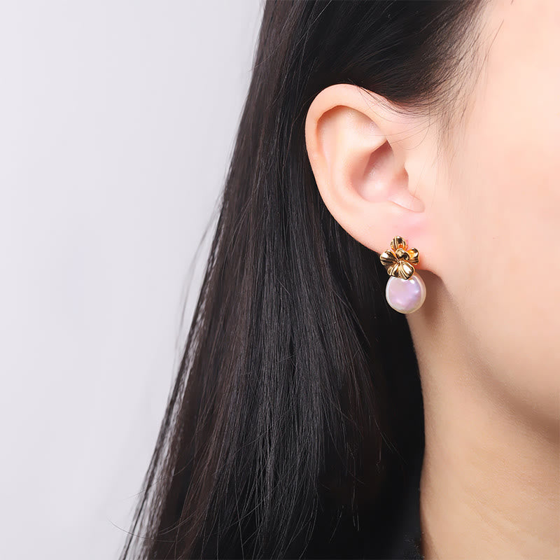 Kolczyki Buddha Stones 925 Srebro Sterling Naturalne Perły Barokowe Kwiaty Uzdrawiające Krople - image 7