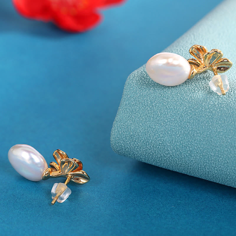 Kolczyki Buddha Stones 925 Srebro Sterling Naturalne Perły Barokowe Kwiaty Uzdrawiające Krople - image 2