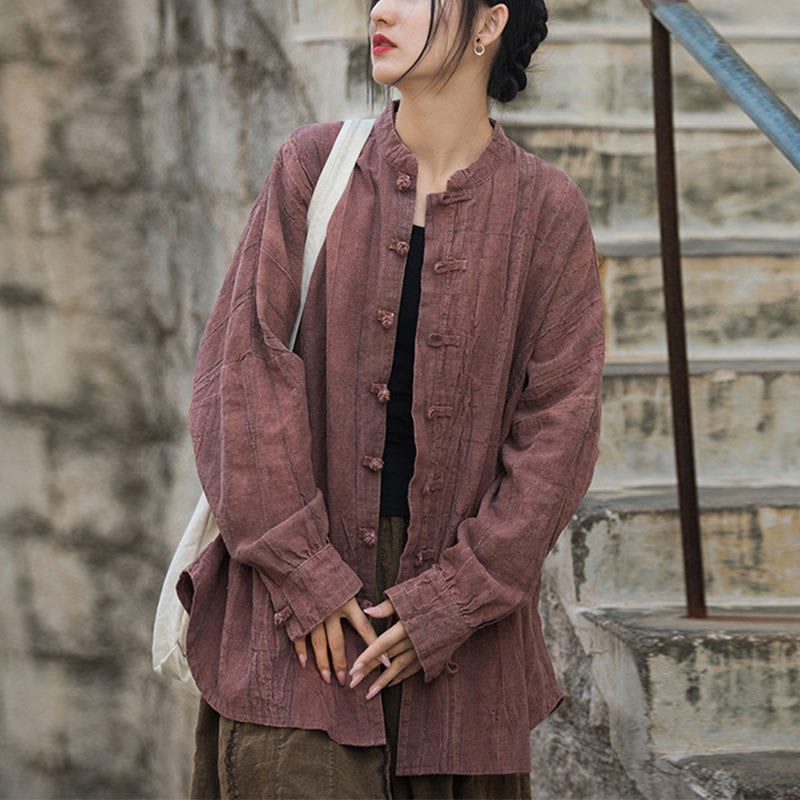 Buddha Stones Tie Dye Żaba-Guzik Długi Rękaw Zen Medytacja Kurtka Otwarta z Przodu - Czerwony (tylko góra) – US4-14, UK/AU8-18, EU36-46 (F) - image 28