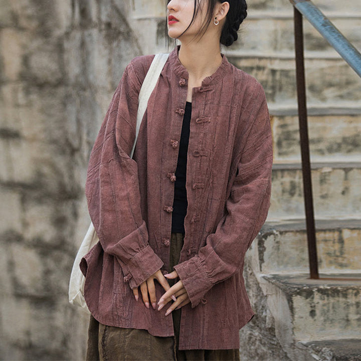 Buddha Stones Tie Dye Żaba-Guzik Długi Rękaw Zen Medytacja Kurtka Otwarta z Przodu - Czerwony (tylko góra) – US4-14, UK/AU8-18, EU36-46 (F) - image 28