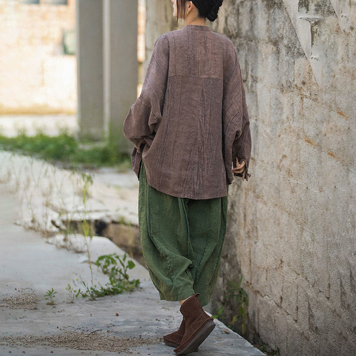 Buddha Stones Tie Dye Żaba-Guzik Długi Rękaw Zen Medytacja Kurtka Otwarta z Przodu - image 25