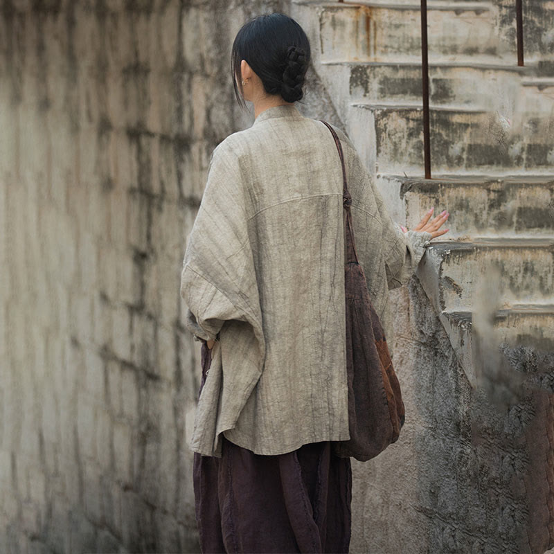 Buddha Stones Tie Dye Żaba-Guzik Długi Rękaw Zen Medytacja Kurtka Otwarta z Przodu - image 10