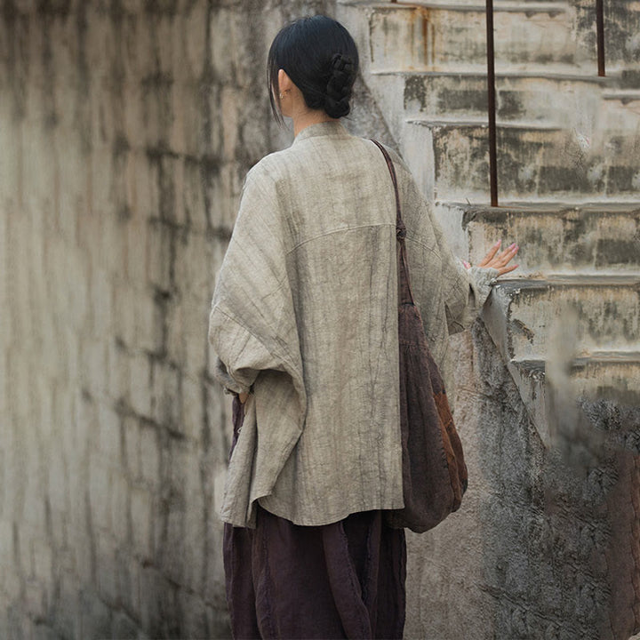 Buddha Stones Tie Dye Żaba-Guzik Długi Rękaw Zen Medytacja Kurtka Otwarta z Przodu - image 10