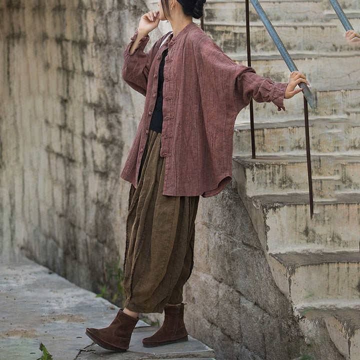 Buddha Stones Tie Dye Żaba-Guzik Długi Rękaw Zen Medytacja Kurtka Otwarta z Przodu - image 29