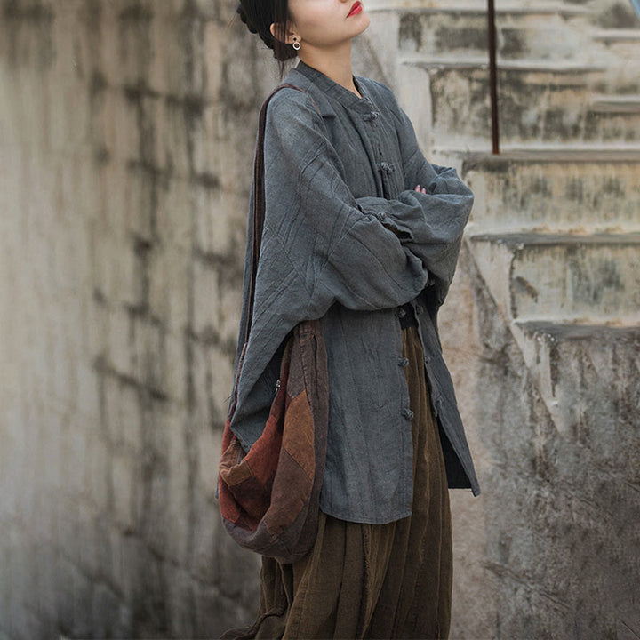 Buddha Stones Tie Dye Żaba-Guzik Długi Rękaw Zen Medytacja Kurtka Otwarta z Przodu - image 34