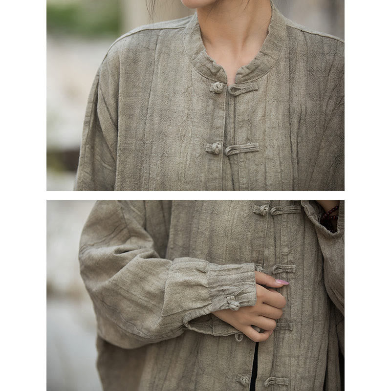 Buddha Stones Tie Dye Żaba-Guzik Długi Rękaw Zen Medytacja Kurtka Otwarta z Przodu - image 11