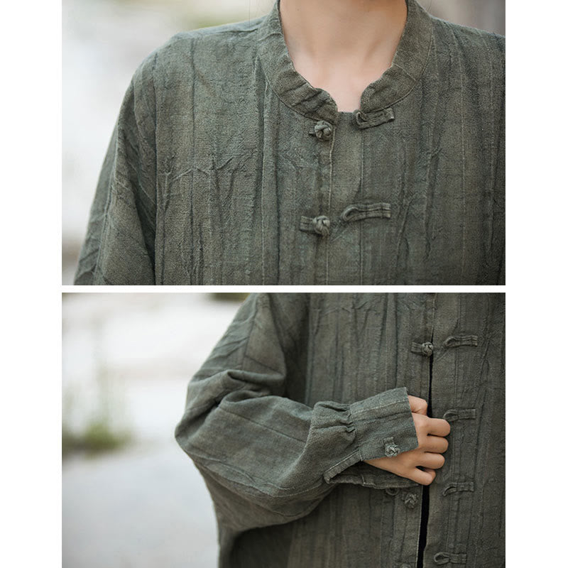 Buddha Stones Tie Dye Żaba-Guzik Długi Rękaw Zen Medytacja Kurtka Otwarta z Przodu - image 21