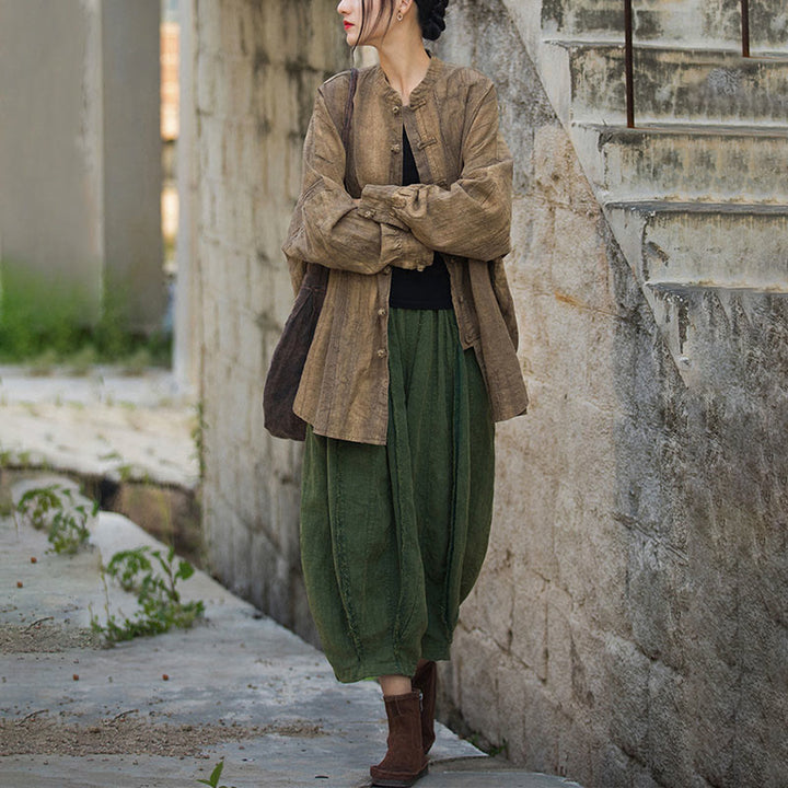 Buddha Stones Tie Dye Żaba-Guzik Długi Rękaw Zen Medytacja Kurtka Otwarta z Przodu - image 3