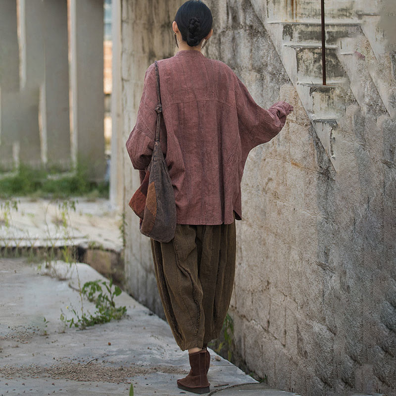 Buddha Stones Tie Dye Żaba-Guzik Długi Rękaw Zen Medytacja Kurtka Otwarta z Przodu - image 30