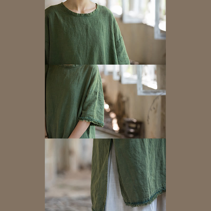 T-shirty damskie z krótkim rękawem i ramią z Buddha Stones , z rozcięciem u dołu - image 13