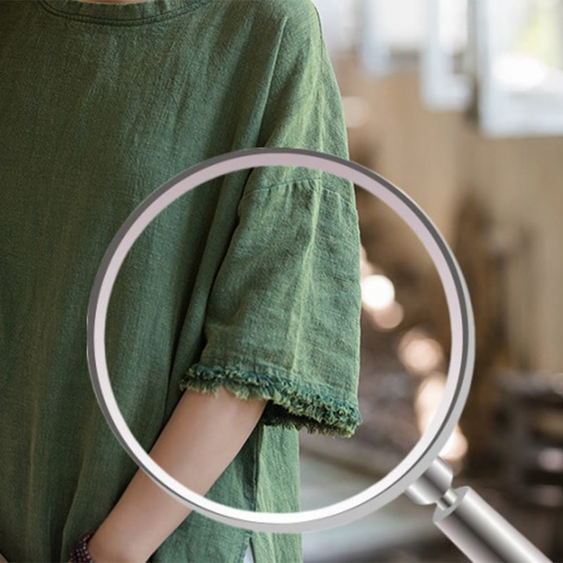 Sukienka o średniej długości z ramią z lnu i krótkim rękawem , rozcięciem na dole, T-shirt - image 14