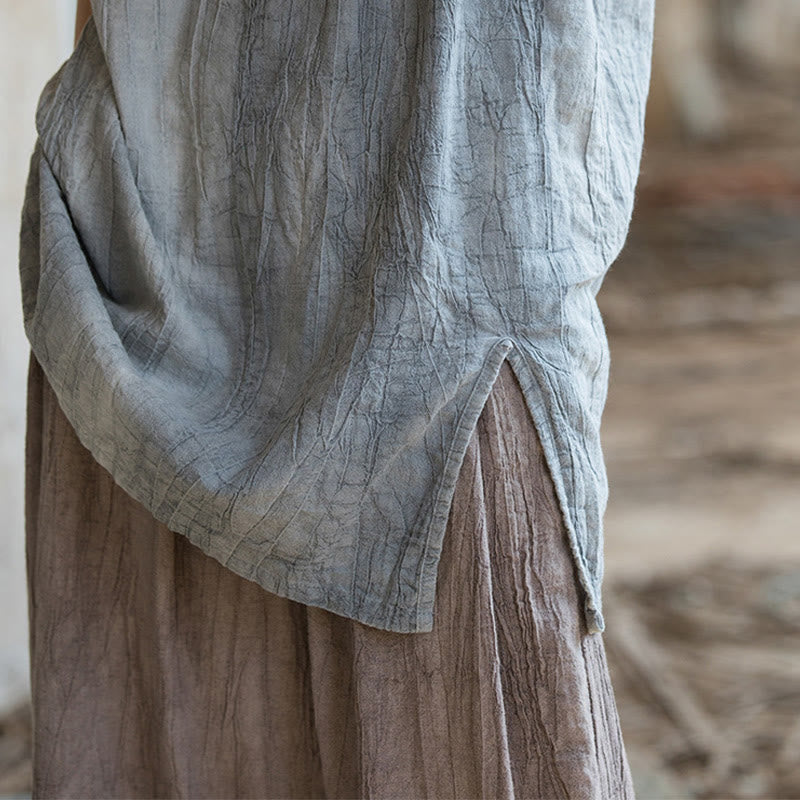 Buddha Stones ręcznie robione Tie Dye Ramie Len Żaba-Guzik Bezrękawnik