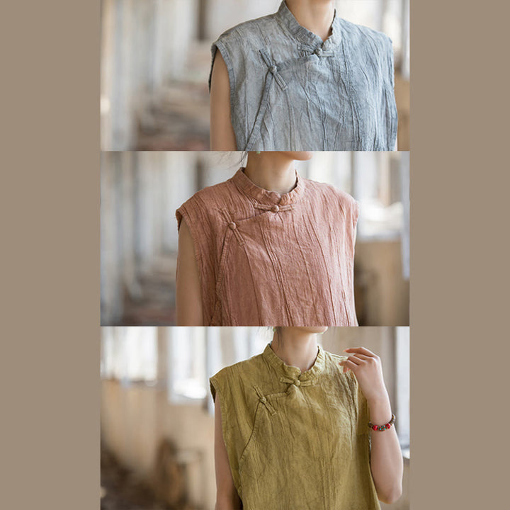 Buddha Stones ręcznie robione Tie Dye Ramie Len Żaba-Guzik Bezrękawnik - image 28