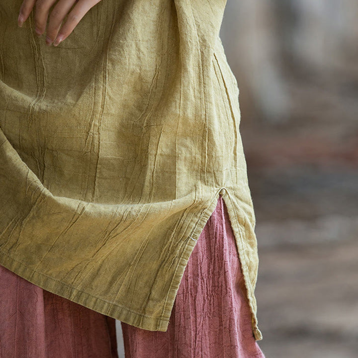 Buddha Stones ręcznie robione Tie Dye Ramie Len Żaba-Guzik Bezrękawnik - image 16