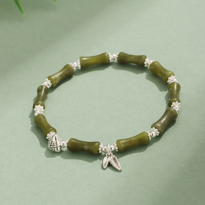 Buddha Stones Peridot Biały Jadeit Kwarc Truskawkowy Zielony Awenturyn Bambus Fu Charakter Bransoletka Szczęścia