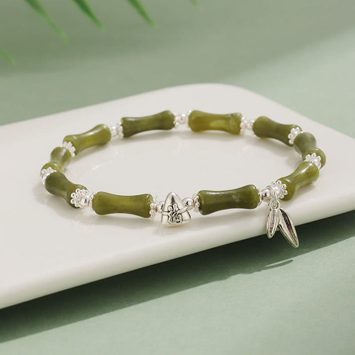 Buddha Stones Peridot Biały Jadeit Kwarc Truskawkowy Zielony Awenturyn Bambus Fu Charakter Bransoletka Szczęścia