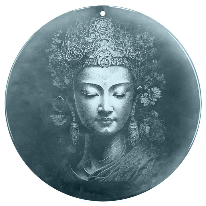 Buddha Stones Kwan Yin Awalokiteśwara Jadeitowy naszyjnik sznurkowy obfitości