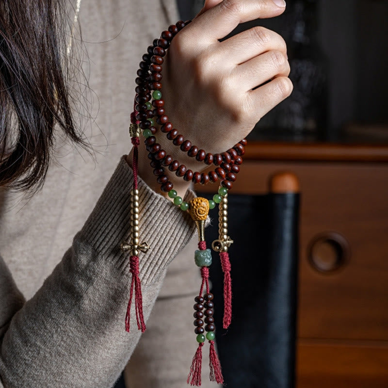 Buddha Stones Naturalne Tybet 108 Mala Koraliki Fioletowe Nasiona Bodhi Hetian Cyan Jade Miedź Dorje Bransoletka Pokoju