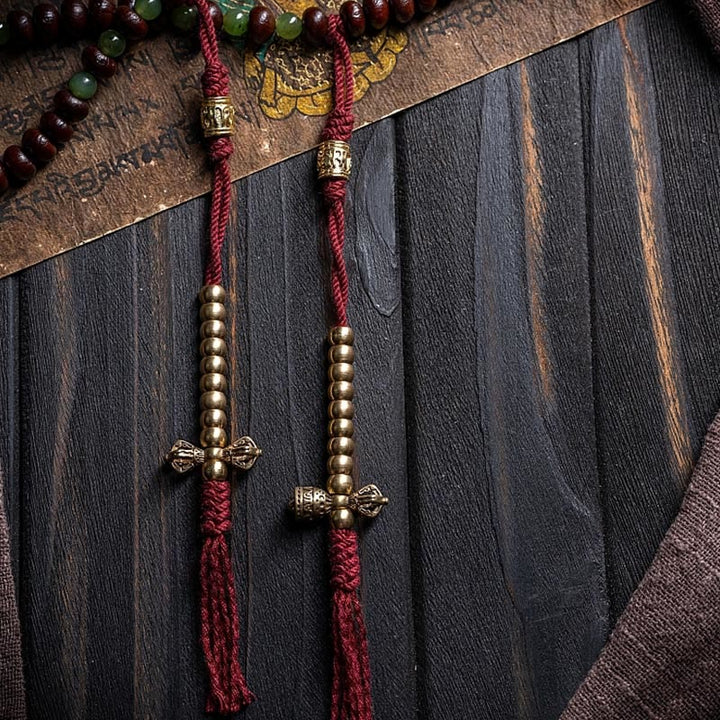 Buddha Stones Naturalne Tybet 108 Mala Koraliki Fioletowe Nasiona Bodhi Hetian Cyan Jade Miedź Dorje Bransoletka Pokoju