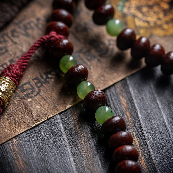 Buddha Stones Naturalne Tybet 108 Mala Koraliki Fioletowe Nasiona Bodhi Hetian Cyan Jade Miedź Dorje Bransoletka Pokoju