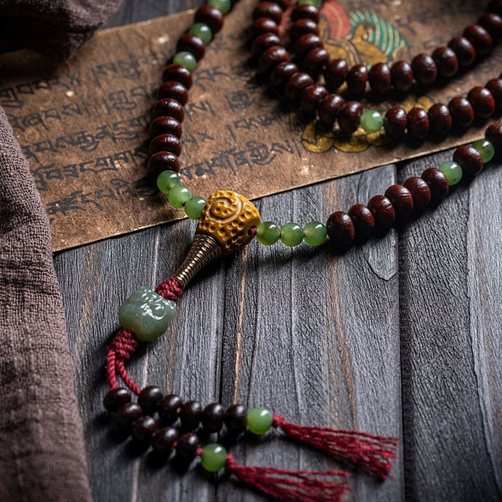Buddha Stones Naturalne Tybet 108 Mala Koraliki Fioletowe Nasiona Bodhi Hetian Cyan Jade Miedź Dorje Bransoletka Pokoju