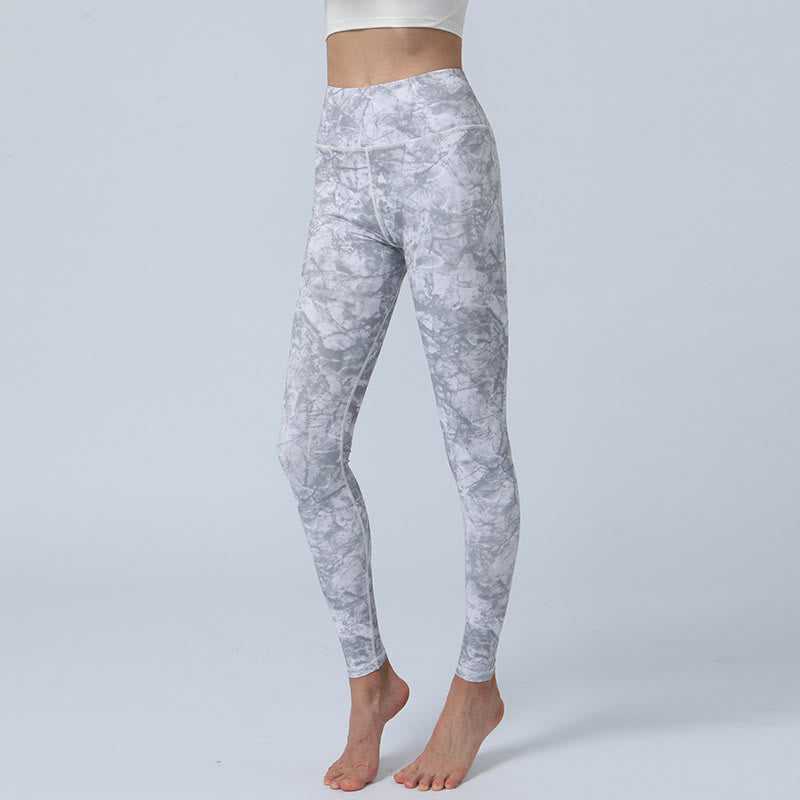 Buddha Stones Kwiaty Liście Nadruk Sport Fitness Joga Legginsy Wysoki Stan Damskie Spodnie do Jogi - Szary - US8-10, UK/AU12-14, EU40-42 (XL) - image 13